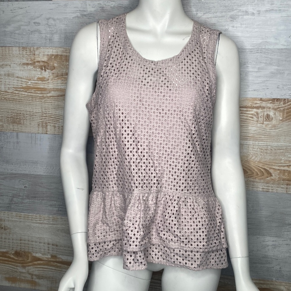 A.N.A eyelet lace peplum top Mauve size L
